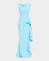 Chiara Boni La Petite Robe Sozen Ruched Side-drape Gown In Celeste
