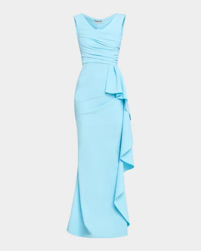 Chiara Boni La Petite Robe Sozen Ruched Side-drape Gown In Celeste