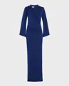 Chiara Boni La Petite Robe Stena Shimmer Draped Column Gown In Iris