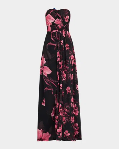 Chiara Boni La Petite Robe Strapless Floral-print Georgette Gown