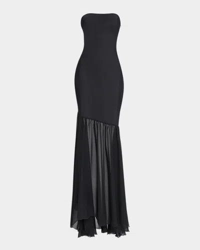 Chiara Boni La Petite Robe Strapless Illusion Skirt Gown In Black