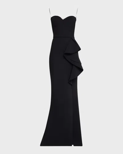 Chiara Boni La Petite Robe Strapless Ruffle Column Gown In Black