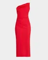 Chiara Boni La Petite Robe Strapless Satin-trim Bodycon Midi Dress In Red Passion