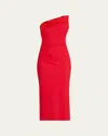 Chiara Boni La Petite Robe Strapless Satin-trim Bodycon Midi Dress In Red Passion