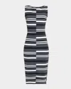 Chiara Boni La Petite Robe Striped Bodycon Midi Dress In Black