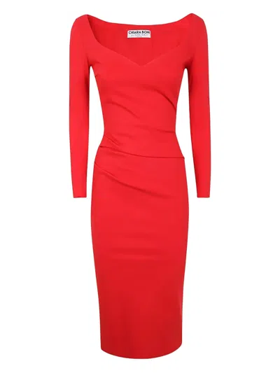 Chiara Boni La Petite Robe Sweetheart-neckline Pencil Midi Dress In Red