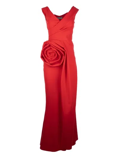Chiara Boni La Petite Robe Tekkan Rose-detail Evening Gown In Geranium