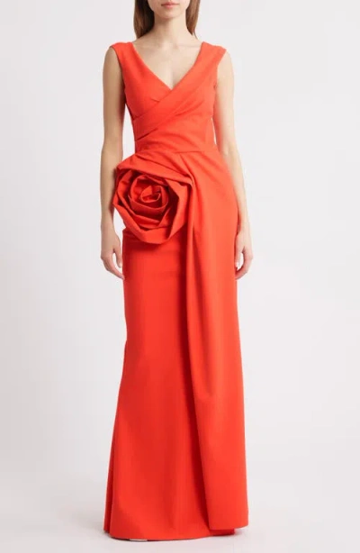 Chiara Boni La Petite Robe Tekkan Sleeveless Rosette Mermaid Gown In Geranium