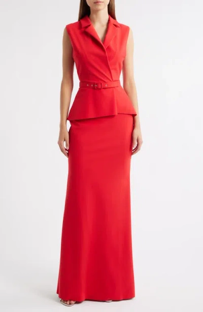 Chiara Boni La Petite Robe Thadira Column Gown In Red