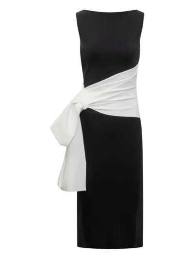 Chiara Boni La Petite Robe Tie-fastening Midi Dress In Black