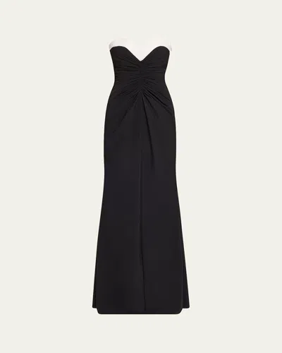 Chiara Boni La Petite Robe Tokumy Strapless Ruched Jersey Gown In Black/white