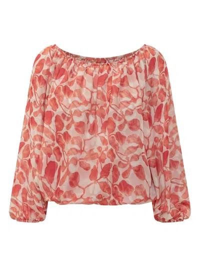 Chiara Boni La Petite Robe Toru Print Off-shoulder Top In Red