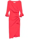 Chiara Boni La Petite Robe Triwan Ruched Side-drape Jersey Midi Dress In Red