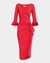 Chiara Boni La Petite Robe Triwan Ruched Side-drape Jersey Midi Dress In Red Passion