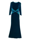 Chiara Boni La Petite Robe Jaslette Satin-embellished Velvet Mermaid Gown In Blue