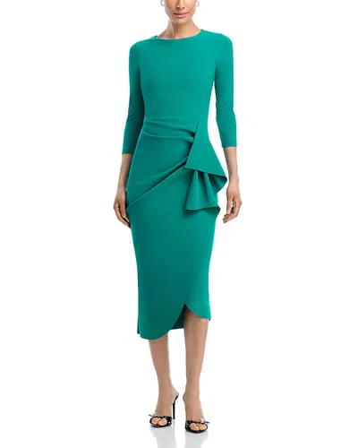 Chiara Boni La Petite Robe Wang 3/4 Sleeve Side Ruffle Dress In Green