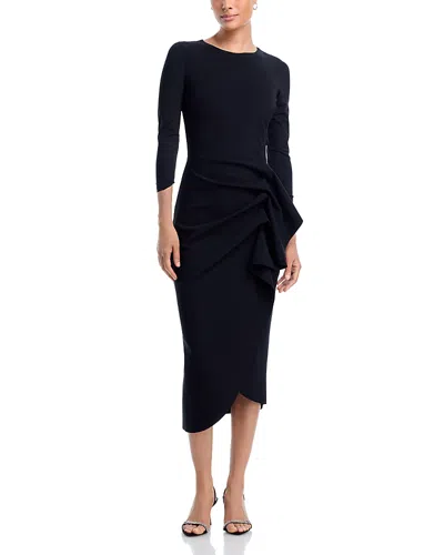 Chiara Boni La Petite Robe Wang 3/4 Sleeve Side Ruffle Dress In Black