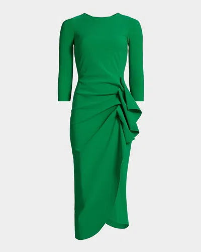Chiara Boni La Petite Robe Wang Draped High-low Midi Sheath Dress In Green