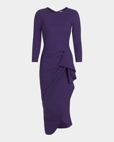 Chiara Boni La Petite Robe Wang Draped High-low Midi Sheath Dress In Purple