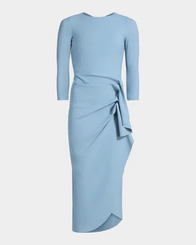Chiara Boni La Petite Robe Wang Draped High-low Midi Sheath Dress In Blue