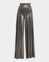 Chiara Boni La Petite Robe Wide-leg Metallic Pants In Gray