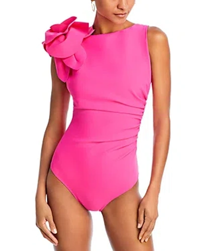 Chiara Boni La Petite Robe Wlasi 3d Flower One Piece Swimsuit In Spicy Pink