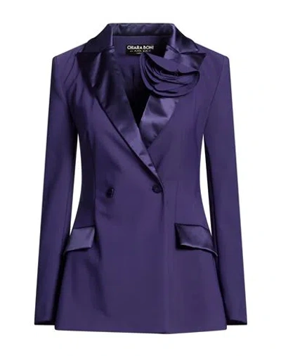 Chiara Boni La Petite Robe Woman Blazer Dark Purple Size 2 Polyamide, Elastane In Blue