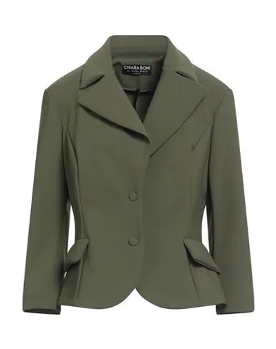 Chiara Boni La Petite Robe Woman Blazer Military Green Size 12 Polyamide, Elastane