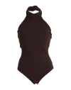 Chiara Boni La Petite Robe Woman Bodysuit Dark Brown Size 4 Polyamide, Elastane