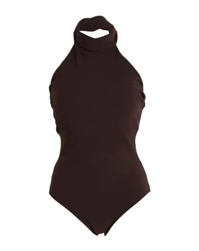 Chiara Boni La Petite Robe Woman Bodysuit Dark Brown Size 4 Polyamide, Elastane In Brown