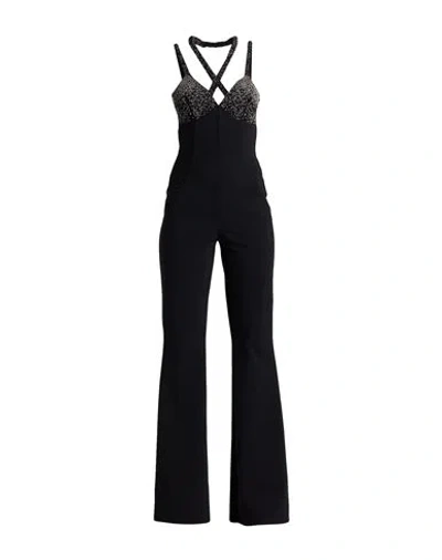 Chiara Boni La Petite Robe Beaded Strappy Flare-leg Jumpsuit In Black