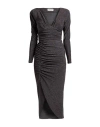 Chiara Boni La Petite Robe Woman Midi Dress Charcoal Size 10 Polyester, Viscose, Polyamide, Metallic