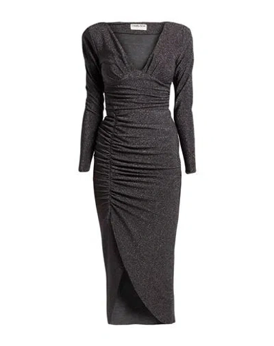 Chiara Boni La Petite Robe Woman Midi Dress Charcoal Size 10 Polyester, Viscose, Polyamide, Metallic In Gray