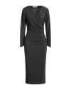 Chiara Boni La Petite Robe Woman Midi Dress Charcoal Size 12 Polyester, Viscose, Polyamide, Metallic