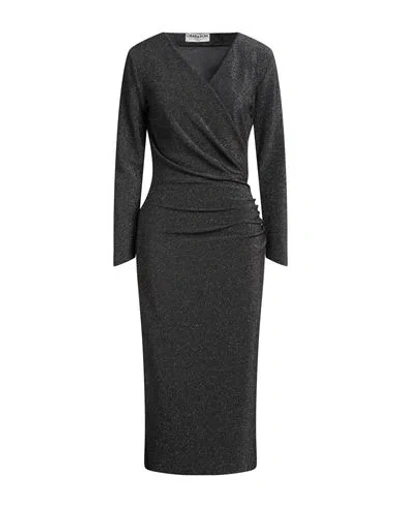 Chiara Boni La Petite Robe Woman Midi Dress Charcoal Size 12 Polyester, Viscose, Polyamide, Metallic