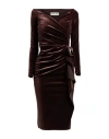 Chiara Boni La Petite Robe Woman Midi Dress Chocolate Brown Size 2 Polyester, Polyamide, Elastane In Brown