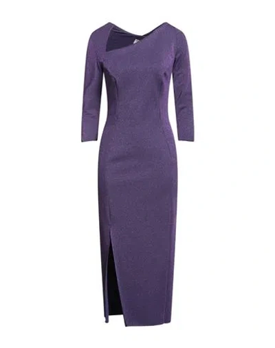 Chiara Boni La Petite Robe Woman Midi Dress Dark Purple Size 10 Polyamide, Viscose, Elastane, Polyes