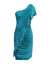 Chiara Boni La Petite Robe Ruched One-shoulder Ruffle Mini Dress In Green