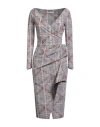 Chiara Boni La Petite Robe Woman Midi Dress Lilac Size 12 Polyamide, Elastane In Gray