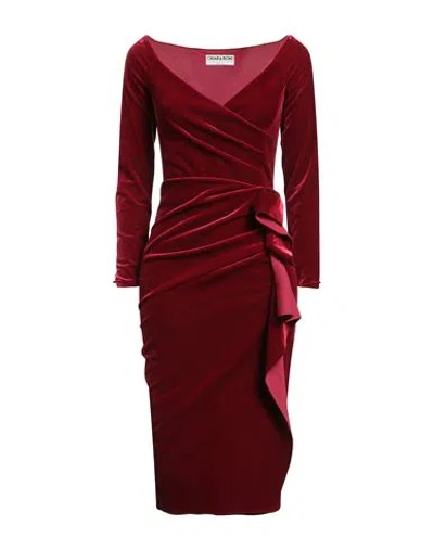 CHIARA BONI LA PETITE ROBE CHIARA BONI LA PETITE ROBE WOMAN MIDI DRESS RED SIZE 4 POLYESTER, POLYAMIDE, ELASTANE