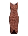 Chiara Boni La Petite Robe Woman Midi Dress Rust Size 4 Polyamide, Elastane In Red