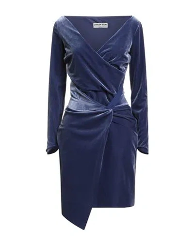 CHIARA BONI LA PETITE ROBE CHIARA BONI LA PETITE ROBE WOMAN MIDI DRESS SLATE BLUE SIZE 10 POLYESTER, POLYAMIDE, ELASTANE