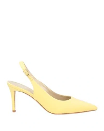 Chiara Boni La Petite Robe Woman Pumps Pastel Yellow Size 7 Leather, Textile Fibers