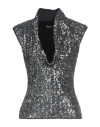 Chiara Boni La Petite Robe Woman Top Gunmetal Size 10 Polyester, Polyamide, Elastane