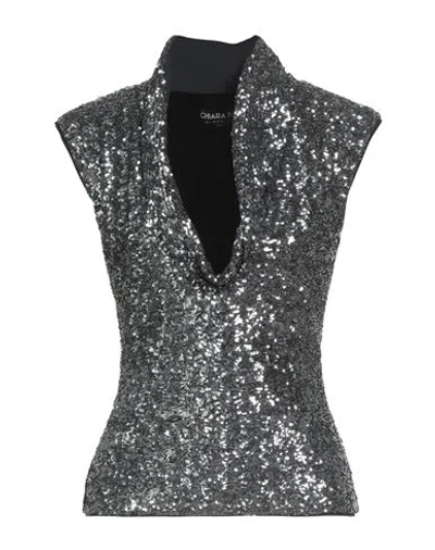 Chiara Boni La Petite Robe Woman Top Gunmetal Size 10 Polyester, Polyamide, Elastane