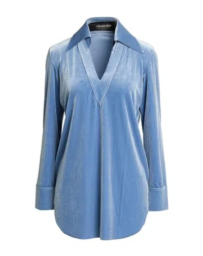 Chiara Boni La Petite Robe Woman Top Light Blue Size 4 Polyester, Polyamide, Elastane