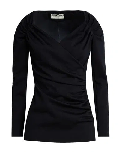 Chiara Boni La Petite Robe Woman Top Midnight Blue Size 4 Merino Wool In Black