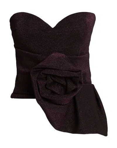 Chiara Boni La Petite Robe Woman Top Purple Size 2 Polyamide, Viscose, Elastane, Polyester In Brown