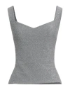Chiara Boni La Petite Robe Woman Top Silver Size 6 Polyester, Viscose, Polyamide, Metallic Polyester