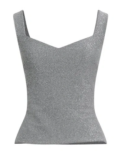 Chiara Boni La Petite Robe Woman Top Silver Size 6 Polyester, Viscose, Polyamide, Metallic Polyester
